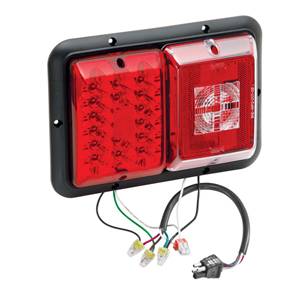 Bargman - Bargman Taillight Horizontal Mount with Red LED, Incandescent Backup with Black Base, with 4 Square Plug