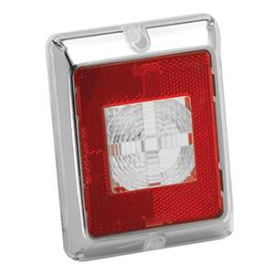 Bargman - Bargman Enhanced Height Incandescent Backup Lens Only, Red Reflex w/Clear Center - Chrome Border