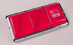Bargman - Bargman Taillight #85 Recessed Triple Horizontal Mount Red, Red, Backup w/Chrome Base
