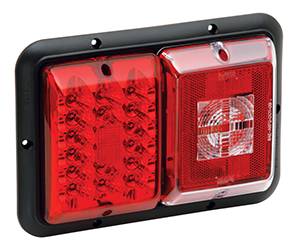 Bargman - Bargman Taillight Horizontal Mount with Red LED, Incandescent Backup with Black Base