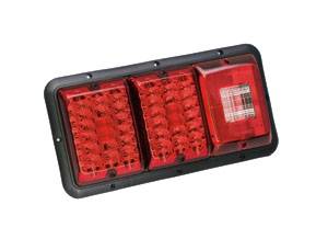 Bargman - Bargman Taillight Horizontal Mount with Red/Red LED, Incandescent Backup with Black Base