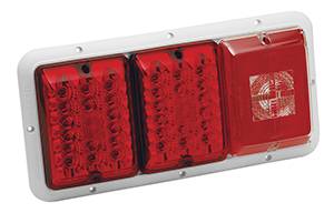 Bargman - Bargman Taillight Horizontal Mount with Red/Red LED, Incandescent Backup with White Base