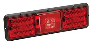 Bargman - Bargman Taillight Horizontal Mount with Red LED, Incandescent Backup, Red LED with Black Base