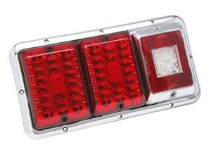 Bargman - Bargman Taillight Horizontal Mount with Red/Red LED, Incandescent Backup with Chrome Base