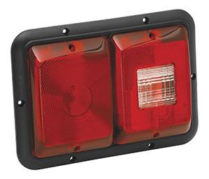 Bargman - Bargman Taillight #84 Recessed Double Horizontal with Red Stop/Tail/Turn, Backup Lens - Black Base