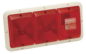 Bargman - Bargman Taillight #84 Recessed Triple Horizonal Red, Red, Backup - Colonial White Base