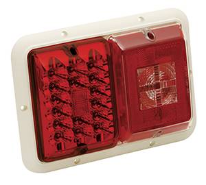 Bargman - Bargman Taillight Horizontal Mount with Red LED, Incandescent Backup with Colonial Whtie Base