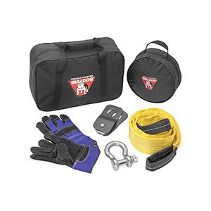 Bulldog - BULLDOG Electric Winch Accessory Kit, Includes Tree Saver, Gloves, Snatch Block and Clevis, 9K