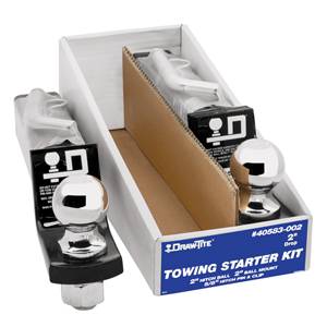 Draw-Tite - Draw-Tite Towing Starter Kit, w/Quick-Loading 2" Sq. Ball Mount, 7,500 lbs. GTW, 1" Ball Hole, 8-1/2" Length, 3/4" Rise, 2" Drop & 2" Chrome Hitch Ball w/Pin & Clip (2-Pack)