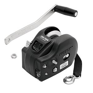 Fulton - Fulton Winch, 2600 lbs., 2-Speed w/20' Strap, 6-1/4" Handle, Black Cover, Mounting Holes On Center
