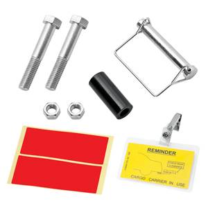 Pro Series - Pro Series Replacement Part, Cargo Carrier #6502, Hardware Mounting Kit (2-Bolts 1/2"-13 x 3" GR8, 2-Locknuts 1/2"-13, 1-Lock Pin, 1-Spacer Tube, 2-Reflectors, 1-Dashboard Reminder Card, 1-Clip)