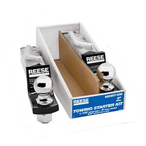 Reese - Reese Towing Starter Kit, w/Quick-Loading 2" Sq. Ball Mount, 2,000 lbs. GTW, 1" Ball Hole, 8-1/2" Length, 3/4" Rise, 2" Drop & 1-7/8" Chrome Hitch Ball w/Pin & Clip (2-Pack)