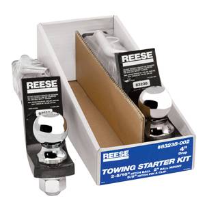 Reese - Reese Towing Starter Kit, w/Quick-Loading 2" Sq. Ball Mount, 7,500 lbs. GTW, 1" Ball Hole, 9" Length, 2-3/4" Rise, 4" Drop & 2-5/16" Chrome Hitch Ball w/Pin & Clip (2-Pack)