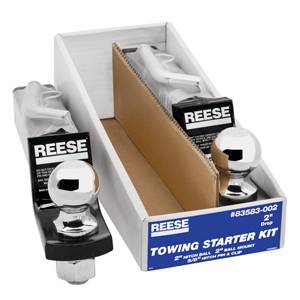 Reese - Reese Towing Starter Kit, w/Quick-Loading 2" Sq. Ball Mount, 7,500 lbs. GTW, 1" Ball Hole, 8-1/2" Length, 3/4" Rise, 2" Drop & 2" Chrome Hitch Ball w/Pin & Clip (2-Pack)