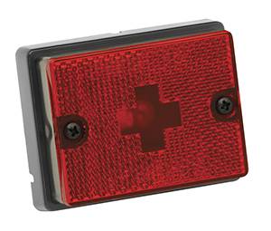 Wesbar - Wesbar Side Marker/Clearance Light Red w/Reflex Lens w/Black Stud-Mount Base