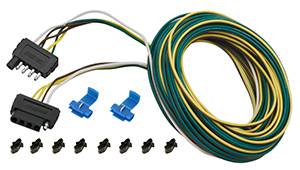 Wesbar - Wesbar 5-Flat Trailer End Connector, 25' Wishbone Harness Kit w/Hardware, 4' Ground, 5' Auxiliary, 6' Car End, 6' Ground, 6' Auxiliary
