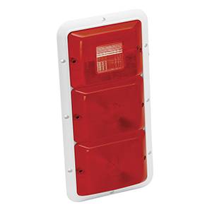 Bargman - BARGMAN 30-84-523 TAILLIGHT #84 SERIES RECESSED TRIPLE VERTICAL RED, RED, BACKUP - WHITE BASE