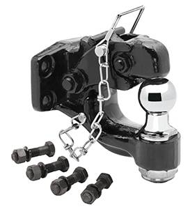 Tow Ready - Tow Ready 63010 Pintle Hook w/1-7/8" Ball (Inc. Grade 8 Hardware) Hook Rating 16,000 lbs. (GTW), Ball Rating 6,000 lbs. (GTW), 3,000 lbs. (VL), Black