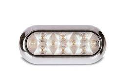 Custer Products - Custer CPL65A10FB 6.5 in. x 2.5 in. Oval Amber Surface Mount LED Light - 10 Diode with Chrome Bezel