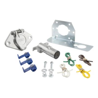 CURT - CURT Mfg 58677  4-Way Round Wiring Connector Kit - Trailer end and car end with mounting bracket, wiring and hardware included
