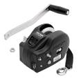 Fulton Winch, 2600 lbs., 2-Speed w/20' Strap, 6-1/4" Handle, Black Cover, Mounting Holes On Center